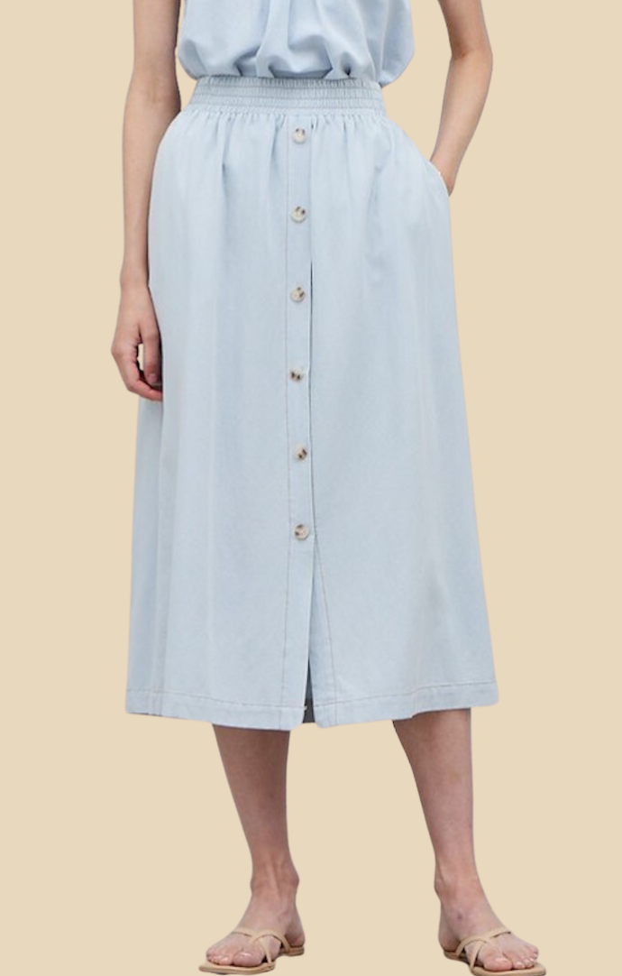 Grade and Gather Light Blue Midi Skirt 