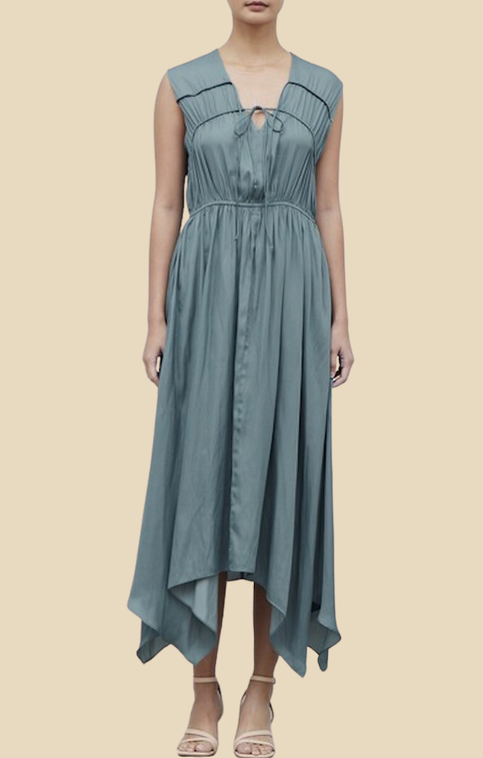 Grade and gather Dusty Teal Midi Dress