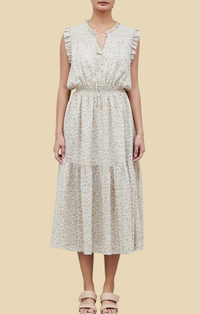 Grade and Gather Ivory Printed Midi Dress