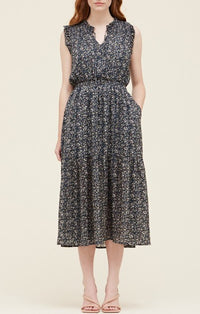 Grade and gather Midnight Printed Midi Dress 
