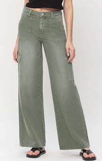 Vervet Army Green Cargo Pocket Jeans