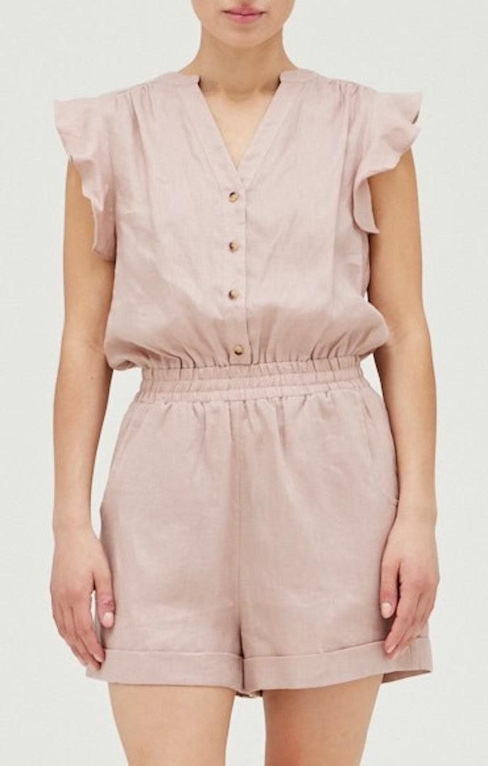Grade and gather Soft Rose Linen Romper