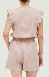 Grade and gather Soft Rose Linen Romper