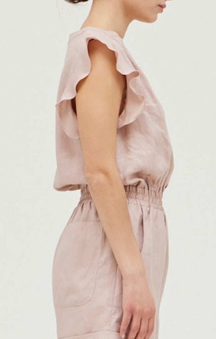 Grade and gather Soft Rose Linen Romper