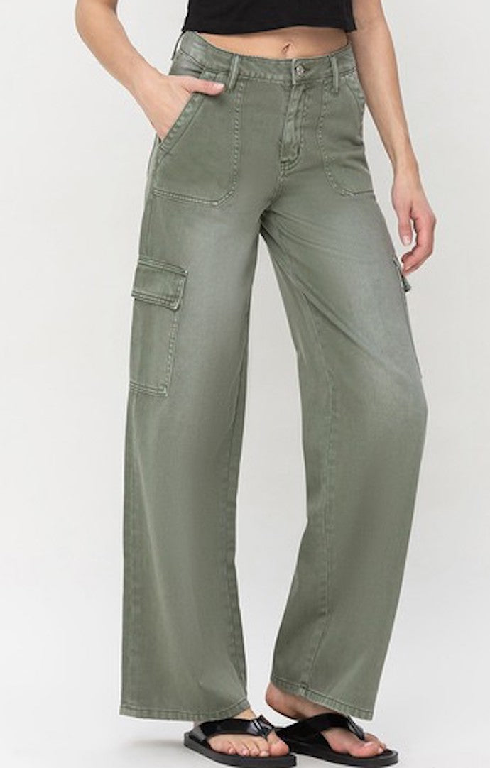 Vervet Army Green Cargo Pocket Jeans