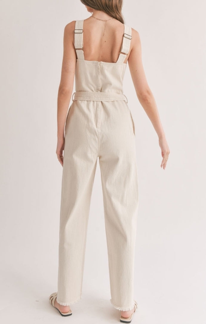 STL Oatmeal Belted Denim Overall