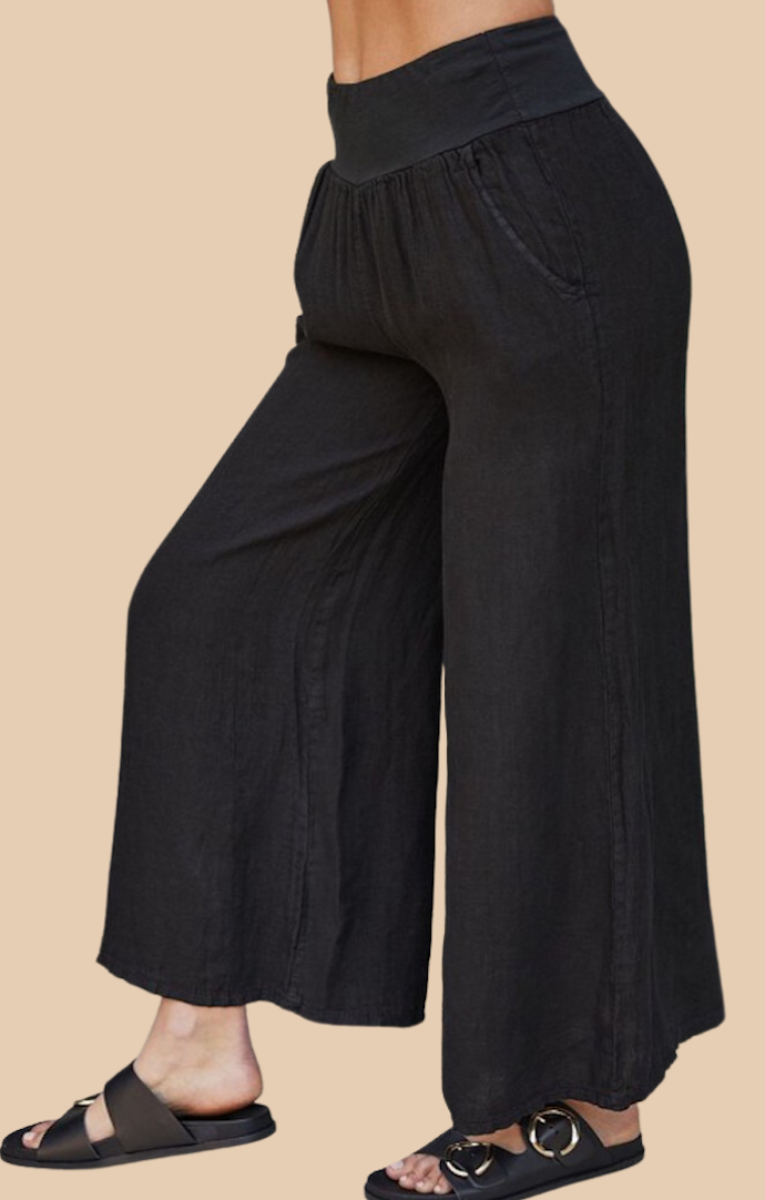 Venti 6 Black Linen Pants