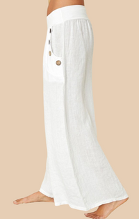 Venti 6 White Linen Palazzo Pants
