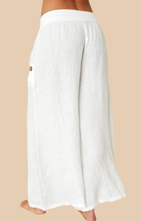Venti 6 White Linen Palazzo Pants