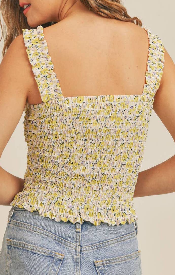 Sadie & Sage Lime Floral Crop Top