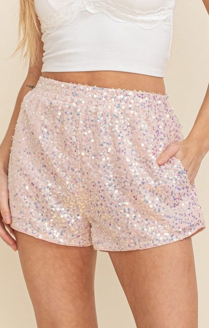 Cloud Ten Light Pink Sequin Shorts