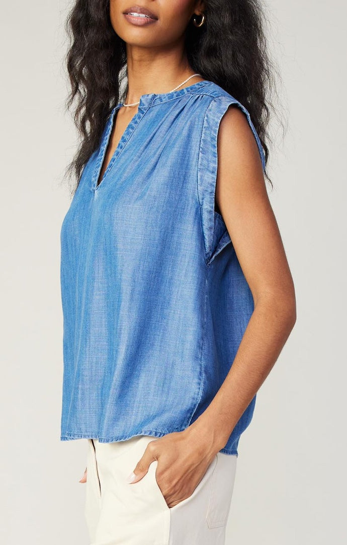 Current Air Chambray Vneck Boxy Top