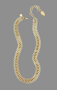 David Aubrey Jewelry 18k Gold Plated Fish Bone Chain Necklace
