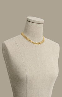 David Aubrey Jewelry 18k Gold Plated Fish Bone Chain Necklace