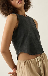 Vintage Canvas Charcoal Crop Tank 