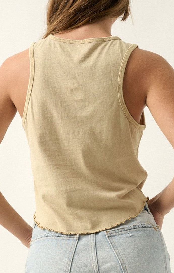 Vintage Canvas Beige Crop Tank