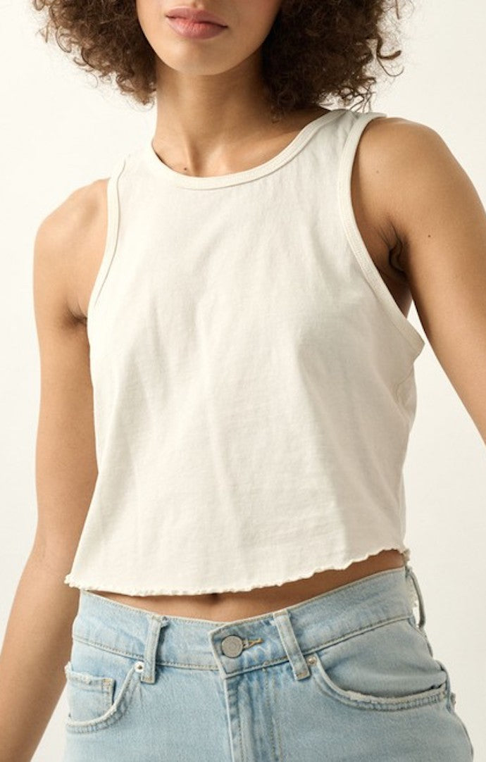 Vintage Canvas White Crop Tank