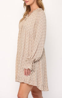 Fate Taupe Flowy Mini Dress