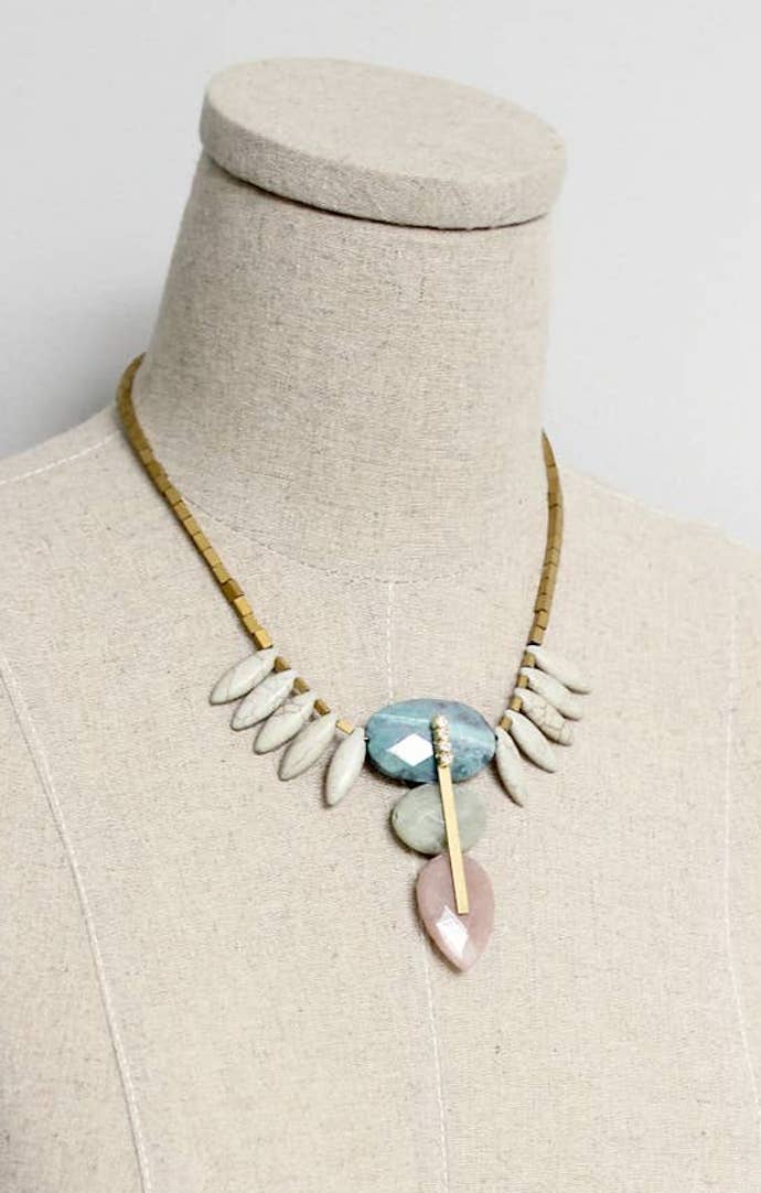 David Aubrey Jasper and Magnesite Geometric Necklace 