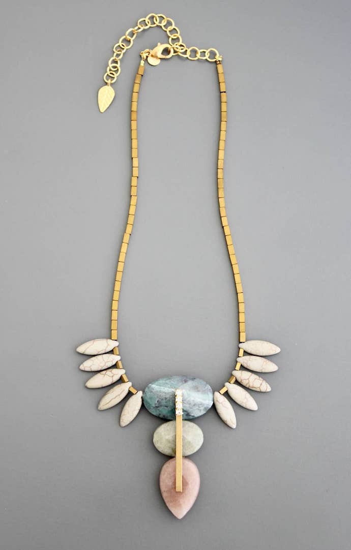 David Aubrey Jasper and Magnesite Geometric Necklace 