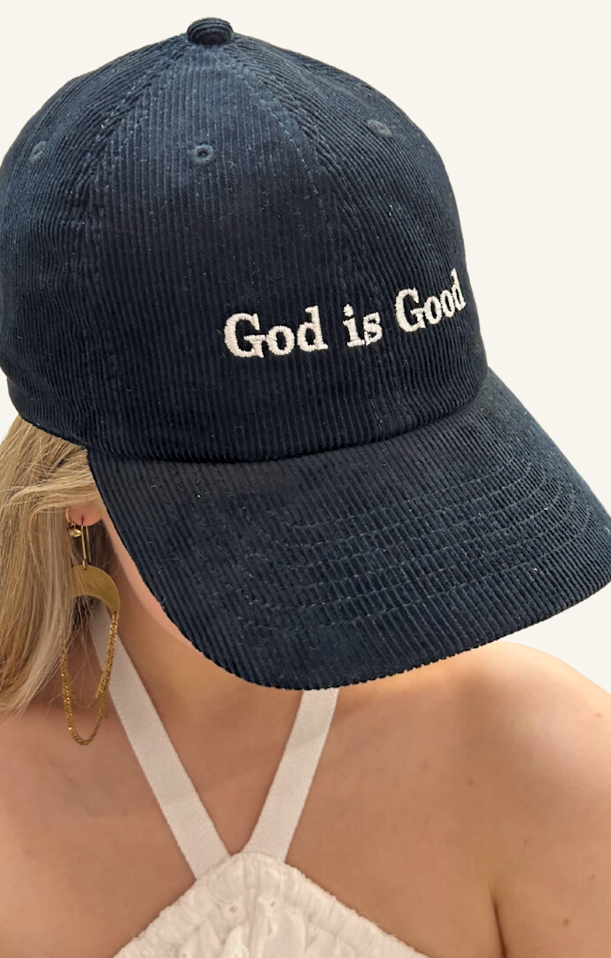 Fashion City Black Ribbed "God is Good" Baseball Hat