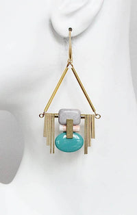 David Aubrey Art Deco Teal And Gray Earrings