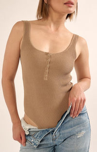 Promesa Taupe Sleeveless Bodysuit