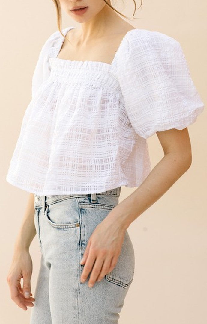 Storia White Babydoll Crop Top
