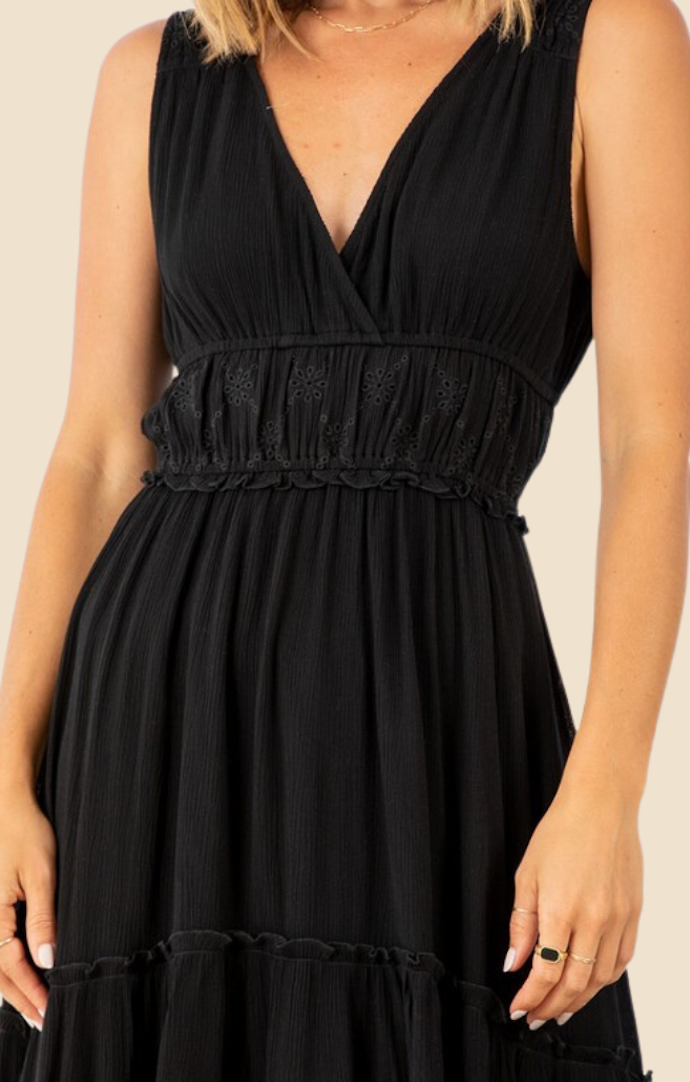 Lovestitch Black Gauze Eyelet Dress