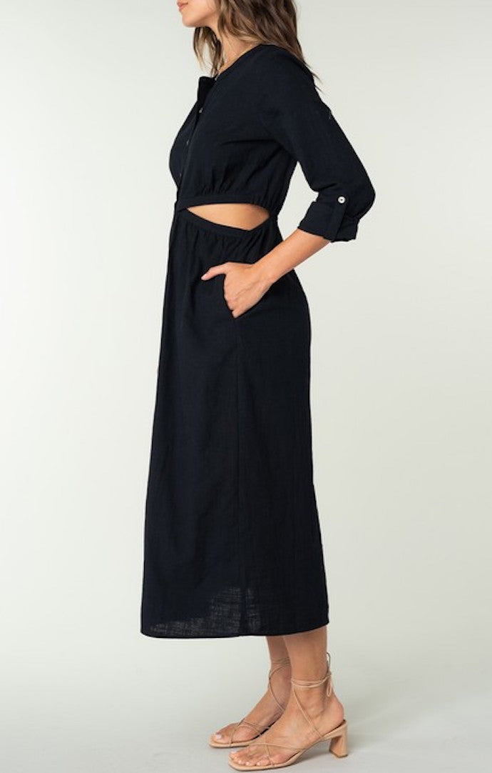 Lovestitch Black Cutout Midi Dress 