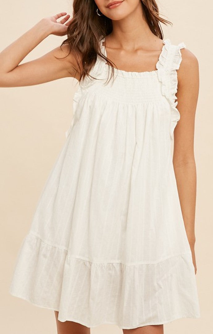 In Loom White Ruffle Dress