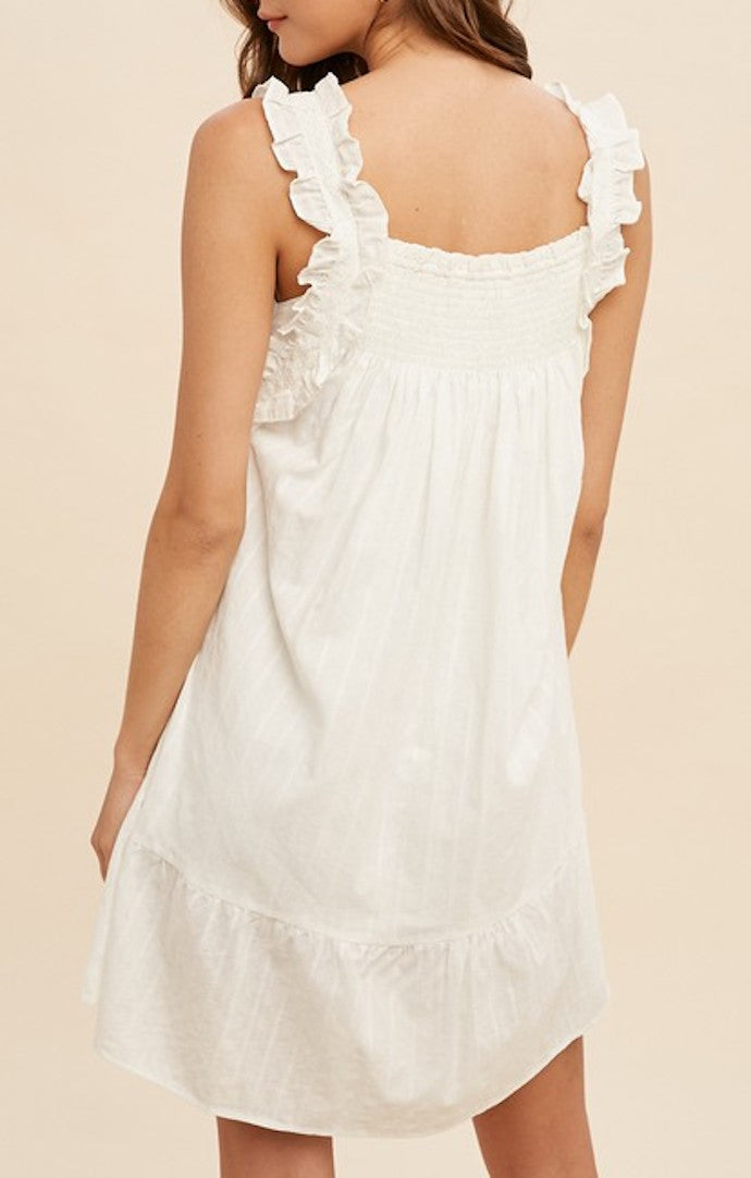 In Loom White Ruffle Dress