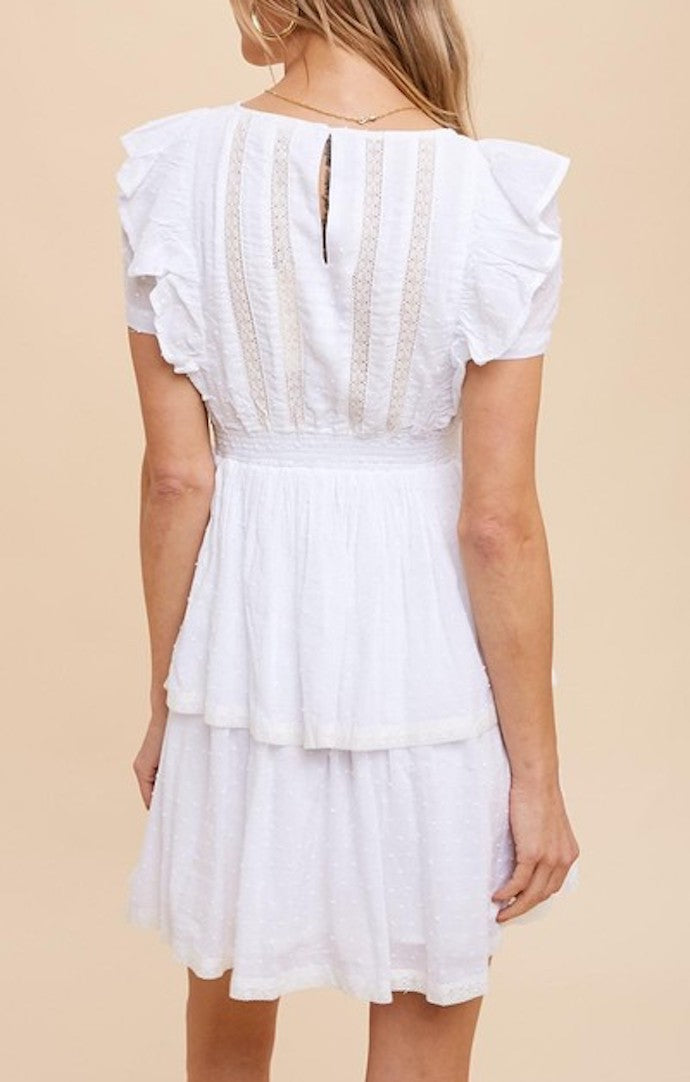 In Loom Off White Tiered Mini Dress 