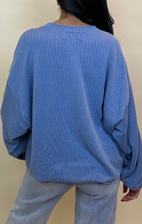 BucketList Denim Blue "Texas" Oversized Crewneck Sweatshirt 