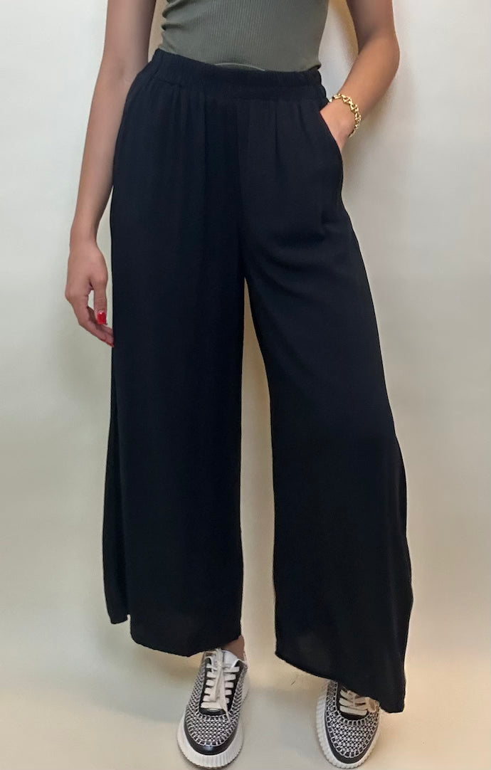 Final Touch Black Flowy Wide Leg Pant