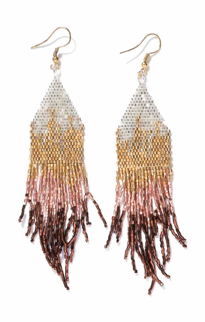Ink and Alloy Mixed Metallic Ombre Fringe Earrings