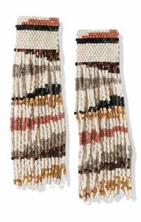 Ink and Alloy Mixed Metallic Stripe Fringe Earring