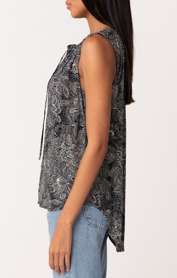 Lovestitch Black Natural Printed Sleeveless Top  