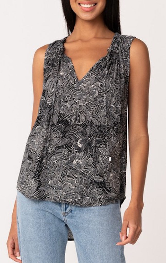 Lovestitch Black Natural Printed Sleeveless Top 