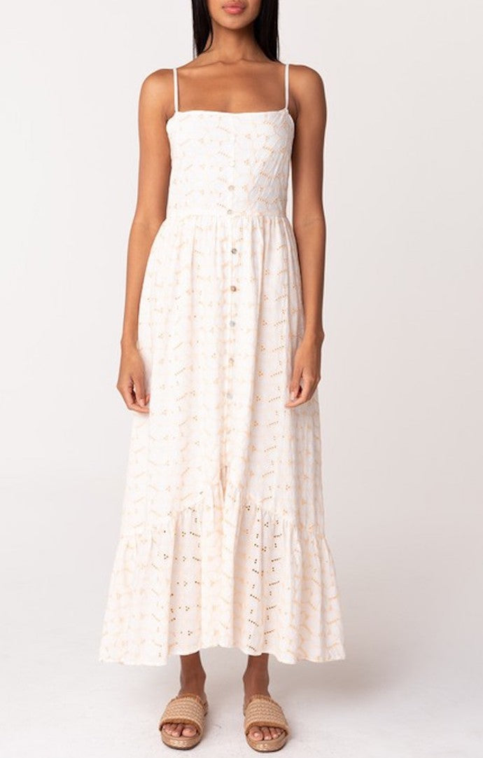 Lovestitch White Eyelet Spaghetti Strap Maxi Dress