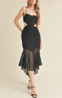 Mable Black Cutout Midi Dress