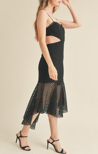 Mable Black Cutout Midi Dress