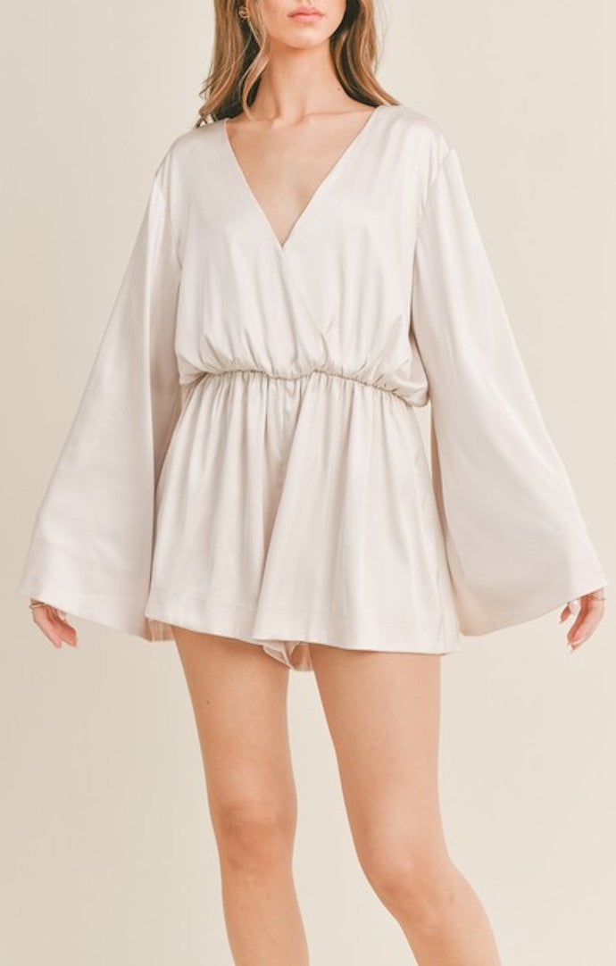 Mable Champagne Satin Batwing Romper