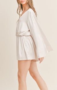 Mable Champagne Satin Batwing Romper