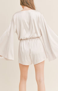 Mable Champagne Satin Batwing Romper