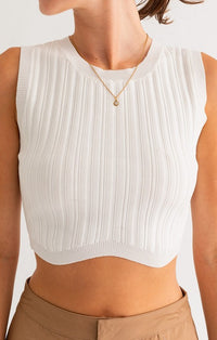 Le Lis White Mock Neck Tee