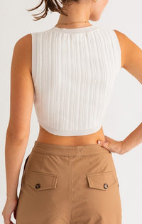 Le Lis White Mock Neck Tee