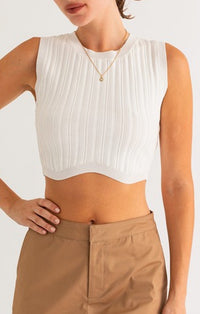 Le Lis White Mock Neck Tee