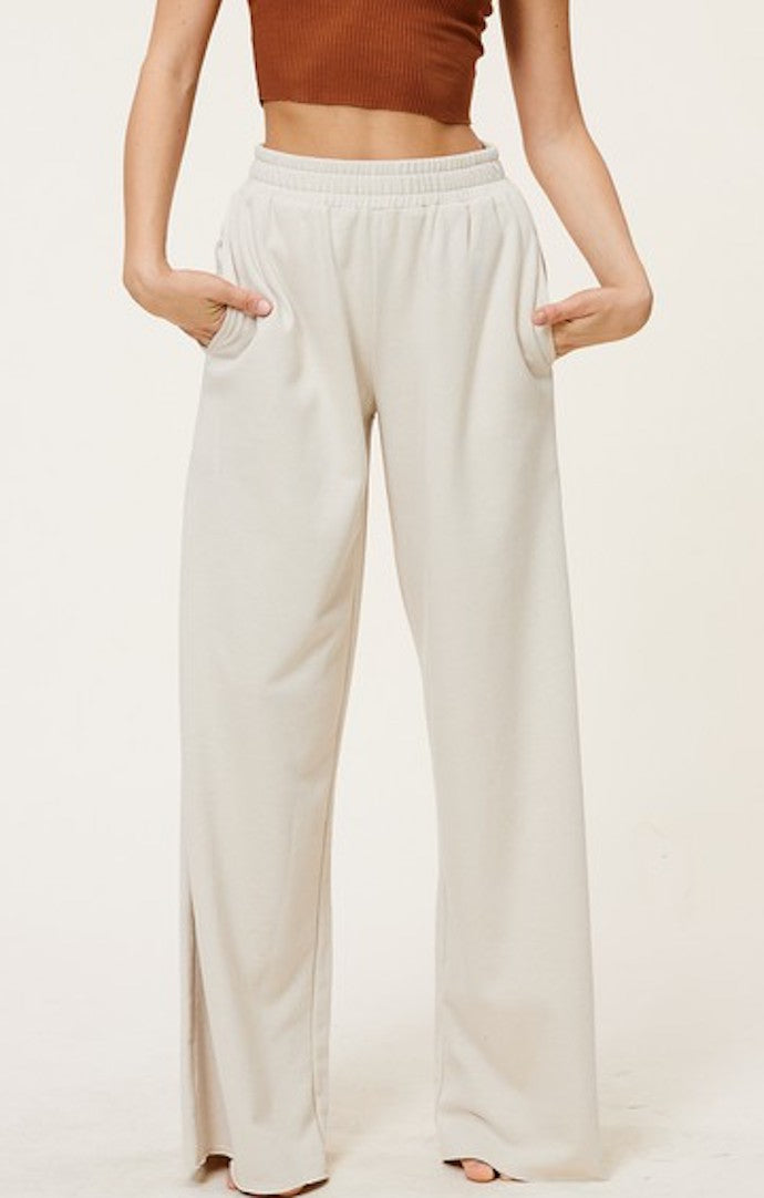 Mimosa Beige Wide Leg Sweatpants