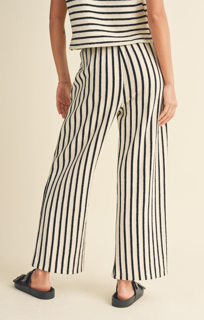 Miou Muse White/Black Striped Textured Knit Pants